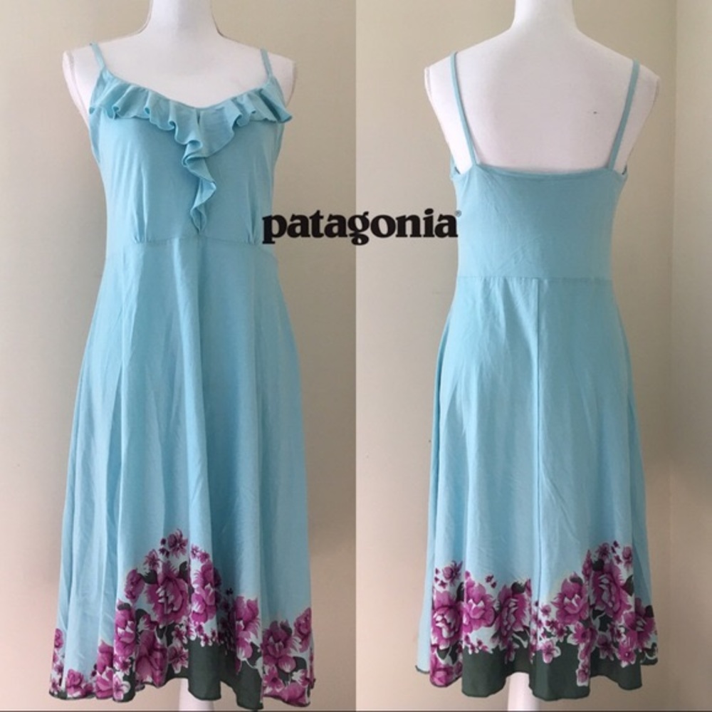 Patagonia blue ruffle sundress